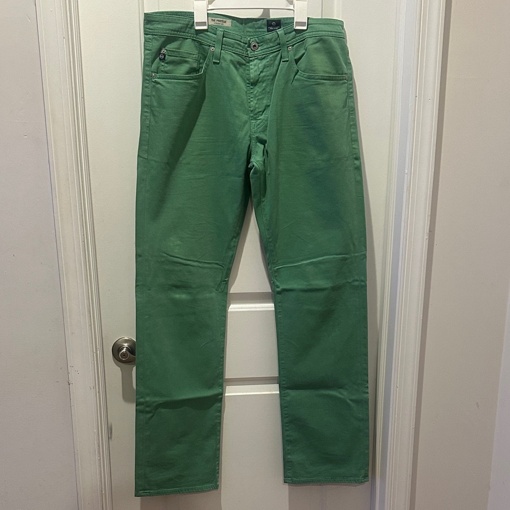 Ag Adriano Goldschmied Men's Green Straight Jeans